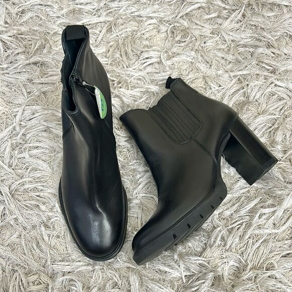 NWOB Paul Green Sahara Block Heel Chelsea Boots in Black Leather Sz UK 7/US 9.5 - Picture 6 of 13